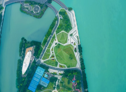 广州-珠江-二沙岛-俯瞰-公园 图片素材