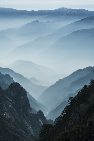 黄山-山-松-冬季-雪 图片素材