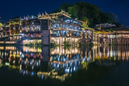 凤凰古城-反射-倒影-风光-风景 图片素材