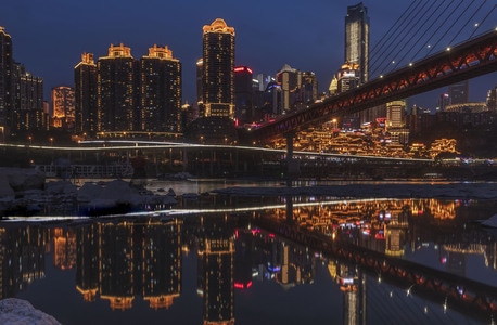 重庆夜景-重庆-夜景-倒影-反射 图片素材