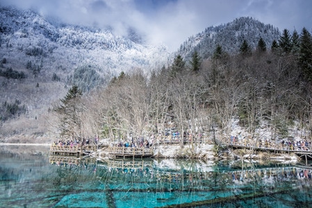 冬季九寨沟-九寨沟-五花海-冬季-雪 图片素材