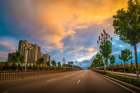 在路上-城市色彩-风景-山东-泰安 图片素材