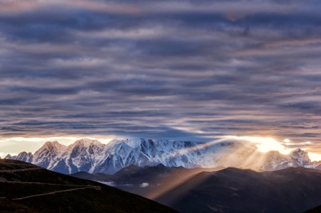 藏区-风光-天空-日出-高山 图片素材