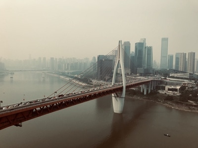 重庆-大桥-高架桥-嘉陵江-迷雾 图片素材