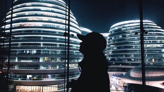 北京-银河soho-高楼-建筑-夜景 图片素材