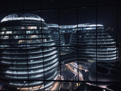 北京-银河soho-高楼-建筑-夜景 图片素材